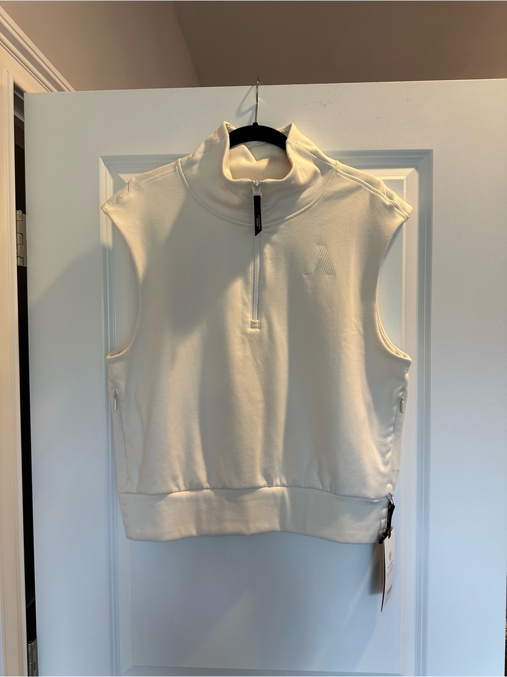 NWT Athleta Cream Half-zip Vest